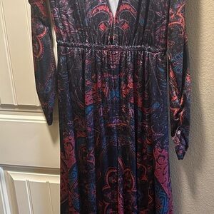 Free people deep v, wide leg, velour jumpsuit